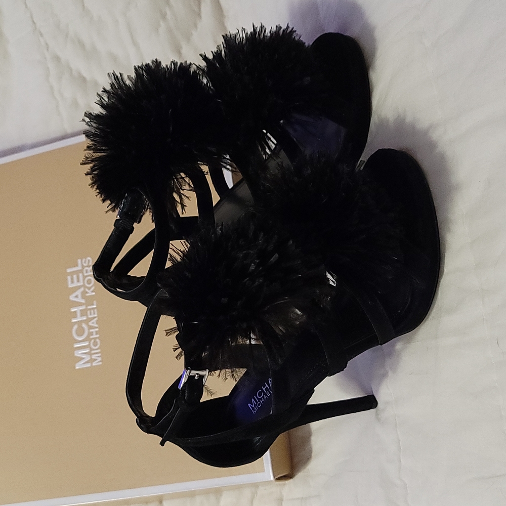 Womens Michael Kors Fara Sandal black suede size 5.5
